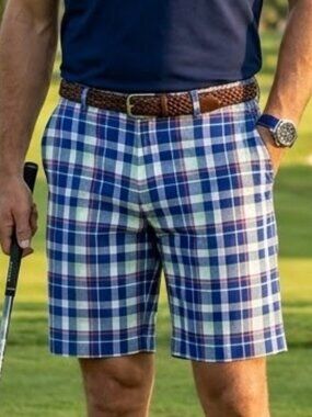 NWOT Men's Peter Millar US Open Plaid Shorts Size 34